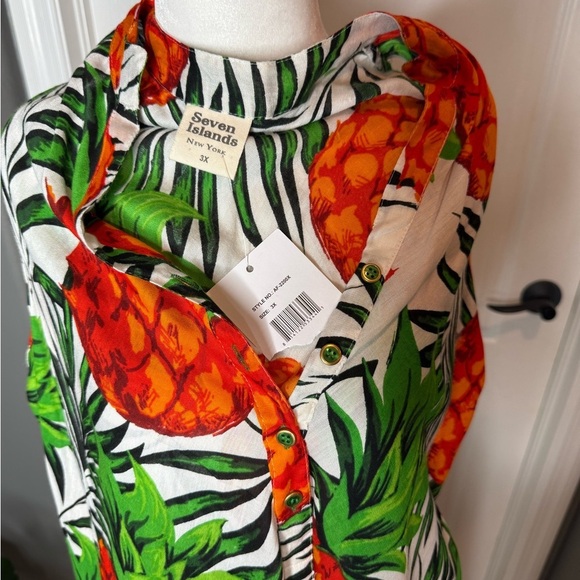 Tropical Pineapple Print Swim Coverup 3X NWT Beach Coverup - Picture 10 of 13